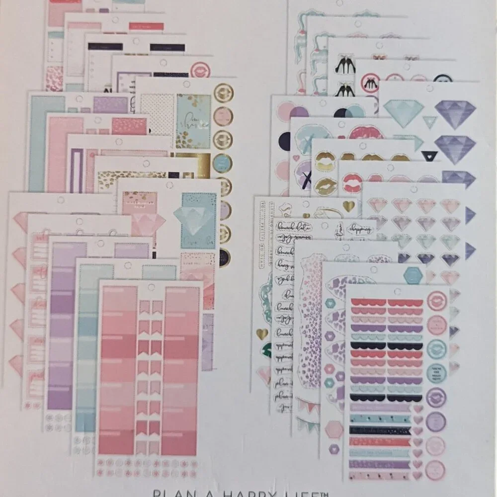 NWT 'Glam Girl' 697 pcs Happy Planner Fabulous Diva Sticker Book Classic Pink